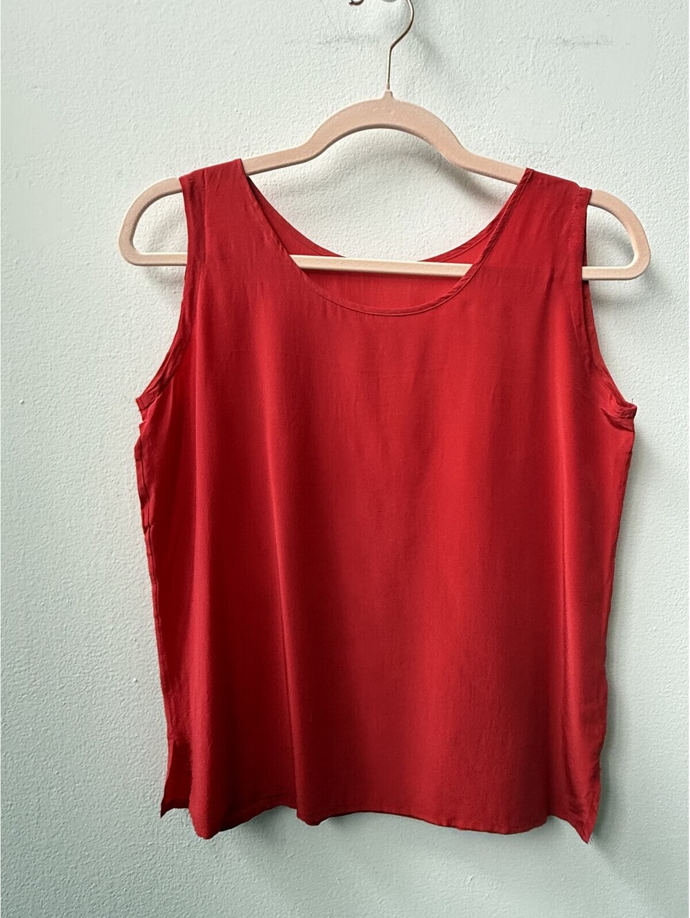 Unbranded 100% Silk Scoop Neck Camisole Red Size Small
